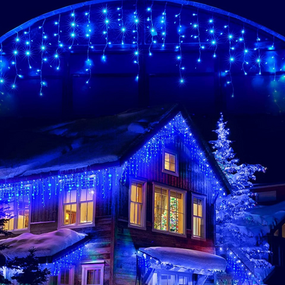 Instalatie 48 metri, perdea franjuri, model turturi interconectabili, 1000 LED, ALBASTRU