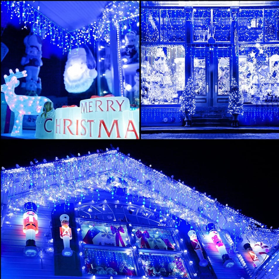 Instalatie 48 metri, perdea franjuri, model turturi interconectabili, 1000 LED, ALBASTRU