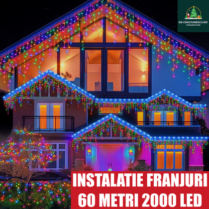 Instalatie 60 metri, perdea franjuri, model turturi interconectabili, 1500 LED, COLORAT