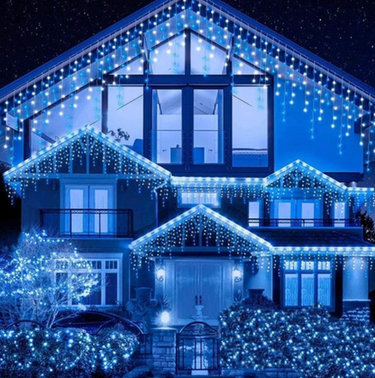 2+1 GRATIS Instalatie 12 metri, perdea franjuri, model turturi interconectabili, 36 metri total 900 LED, ALBASTRU