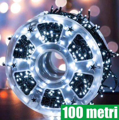 Instalatie De Craciun LED , Liniara Interior/Exterior, Rola 100m, 8 Jocuri De Lumini, Alb Rece
