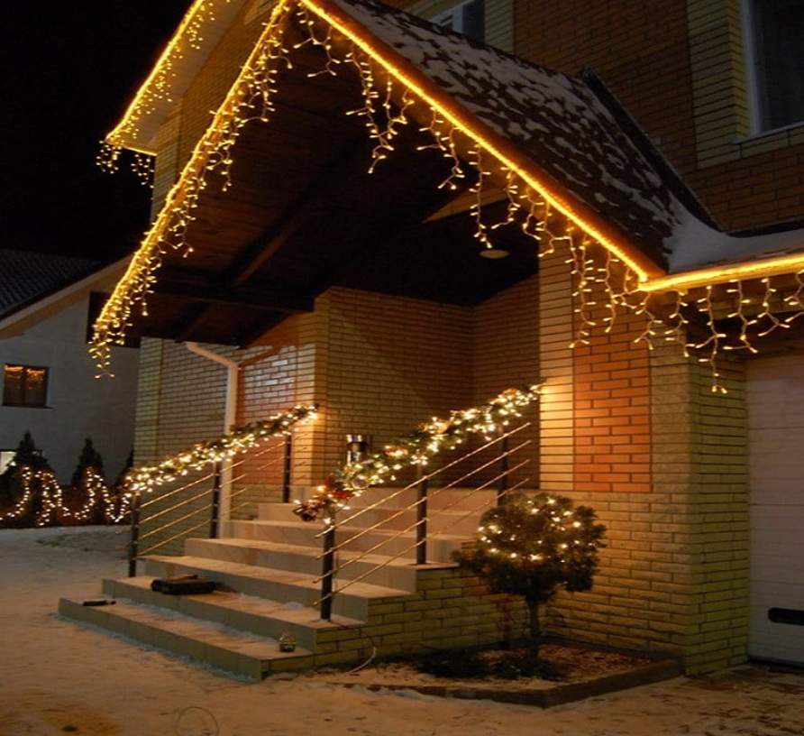 Instalatie 40 metri, perdea franjuri, model turturi interconectabili, 1000 LED, ALB CALD