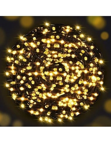 Rola Instalatie de Craciun Liniara, 8 Jocuri de Lumini Interschimbabile, Alimentare La Priza Pentru Interior/Exterior, Rola 50m, Fir Negru, Alb Cald