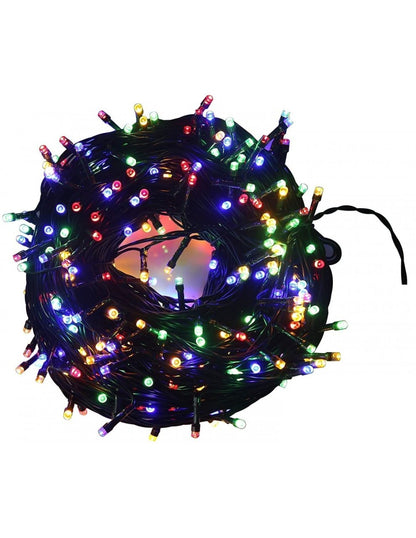 Rola Instalatie de Craciun Liniara, 8 Jocuri de Lumini Interschimbabile, Alimentare La Priza Pentru Interior/Exterior, Rola 100m, Fir Negru, Multicolor