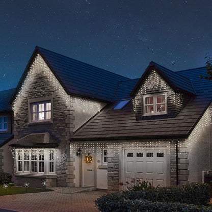 Instalatie pentru Craciun - franjuri, 12 metri interconectabila , 8 jocuri de lumini