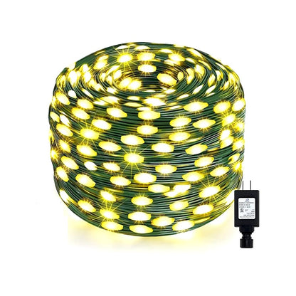 Instalatie de exterior liniara, cu 400 leduri, 50m, IP44, rezistenta la apa, cu 8 jocuri de lumini