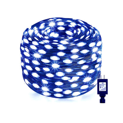 Instalatie de exterior liniara, cu 400 leduri, 50m, IP44, rezistenta la apa, cu 8 jocuri de lumini