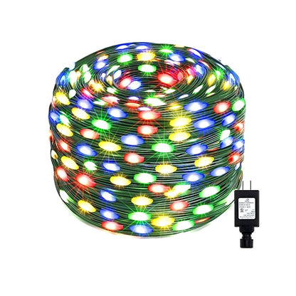 Instalatie de exterior liniara, cu 400 leduri, 50m, IP44, rezistenta la apa, cu 8 jocuri de lumini