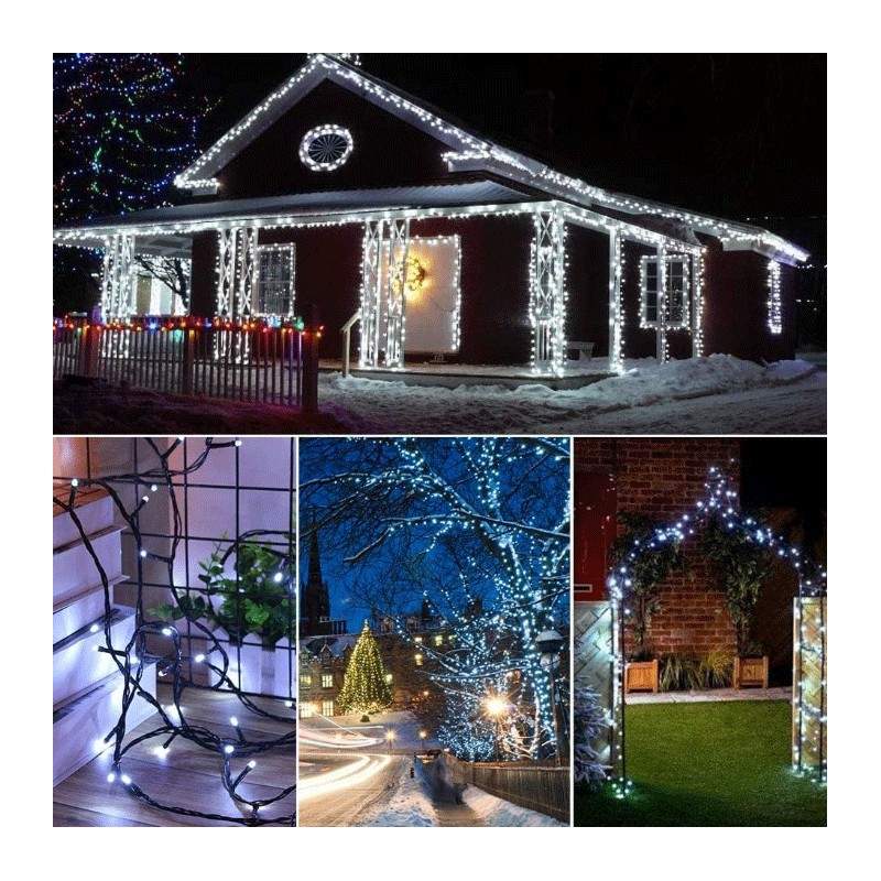 Instalatie De Craciun LED , Liniara Interior/Exterior, Rola 50m, 8 Jocuri De Lumini, Alb Rece