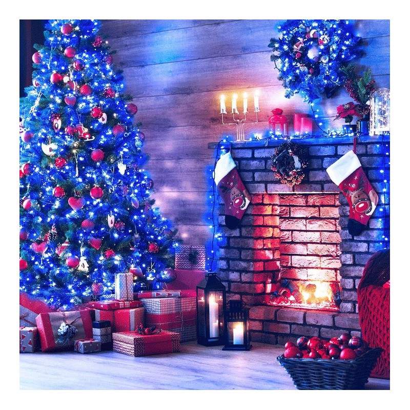 Instalatie De Craciun LED , Liniara Interior/Exterior, Rola 50m, 8 Jocuri De Lumini, Albastru