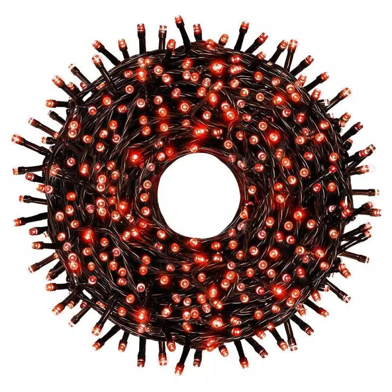 Instalatie de Craciun Liniara, Interior/Exterior, Rola 50m, 8 jocuri de lumini, Rosu, Fir Negru (Copie)