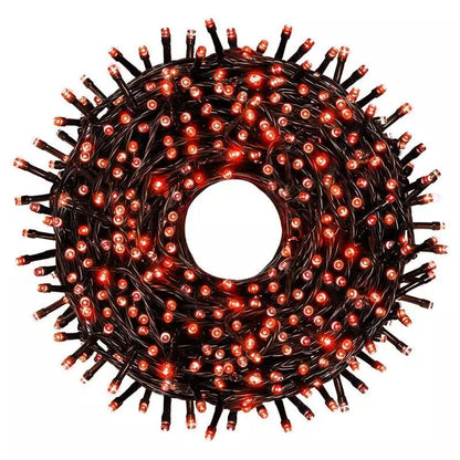 Instalatie de Craciun Liniara, Interior/Exterior, Rola 50m, 8 jocuri de lumini, Rosu, Fir Negru (Copie)