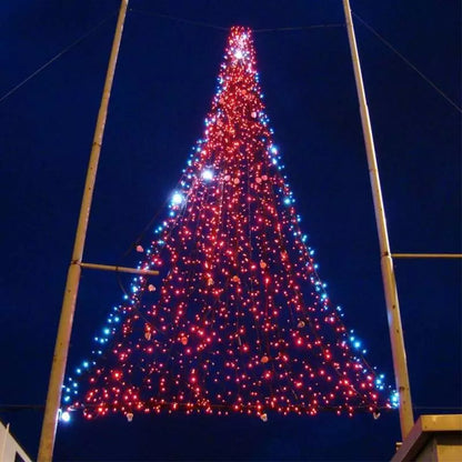 Instalatie de Craciun Liniara, Interior/Exterior, Rola 50m, 8 jocuri de lumini, Rosu, Fir Negru (Copie)