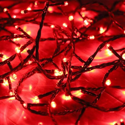 Instalatie de Craciun Liniara, Interior/Exterior, Rola 50m, 8 jocuri de lumini, Rosu, Fir Negru (Copie)