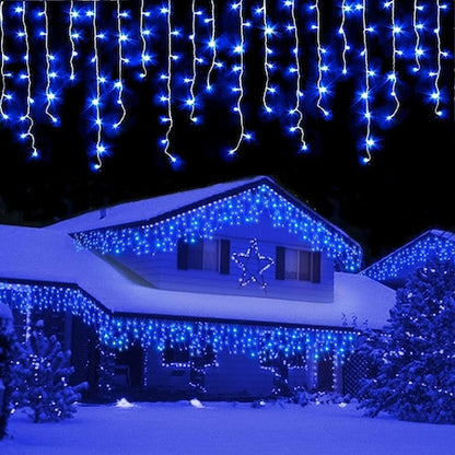 Instalatie 40 metri, perdea franjuri, model turturi interconectabili, 1000 LED, ALBASTRU