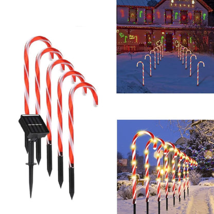 Set 5 decoratiuni luminoase solare pentru Craciun, Acadele, pentru exterior, incarcare solara