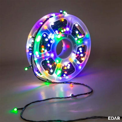 Rola Instalatie de Craciun Liniara, 8 Jocuri de Lumini Interschimbabile, Alimentare La Priza Pentru Interior/Exterior, Rola 100m, Fir Negru, Multicolor