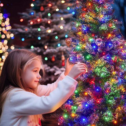 Rola Instalatie de Craciun Liniara, 8 Jocuri de Lumini Interschimbabile, Alimentare La Priza Pentru Interior/Exterior, Rola 100m, Fir Negru, Multicolor