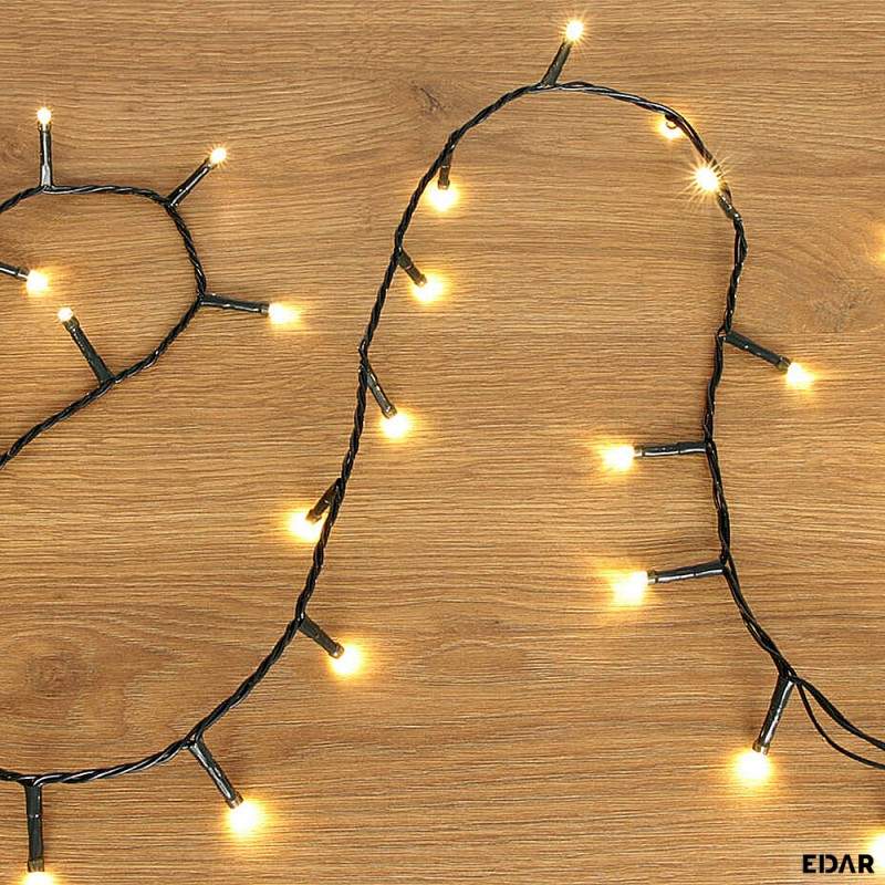 Rola Instalatie de Craciun Liniara, 8 Jocuri de Lumini Interschimbabile, Alimentare La Priza Pentru Interior/Exterior, Rola 50m, Fir Negru, Alb Cald