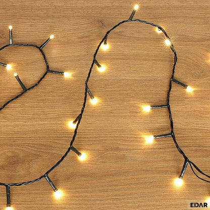 Rola Instalatie de Craciun Liniara, 8 Jocuri de Lumini Interschimbabile, Alimentare La Priza Pentru Interior/Exterior, Rola 50m, Fir Negru, Alb Cald